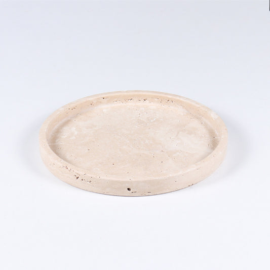 Beige Travertine Tray – Round 15cm | Minimalist Natural Stone