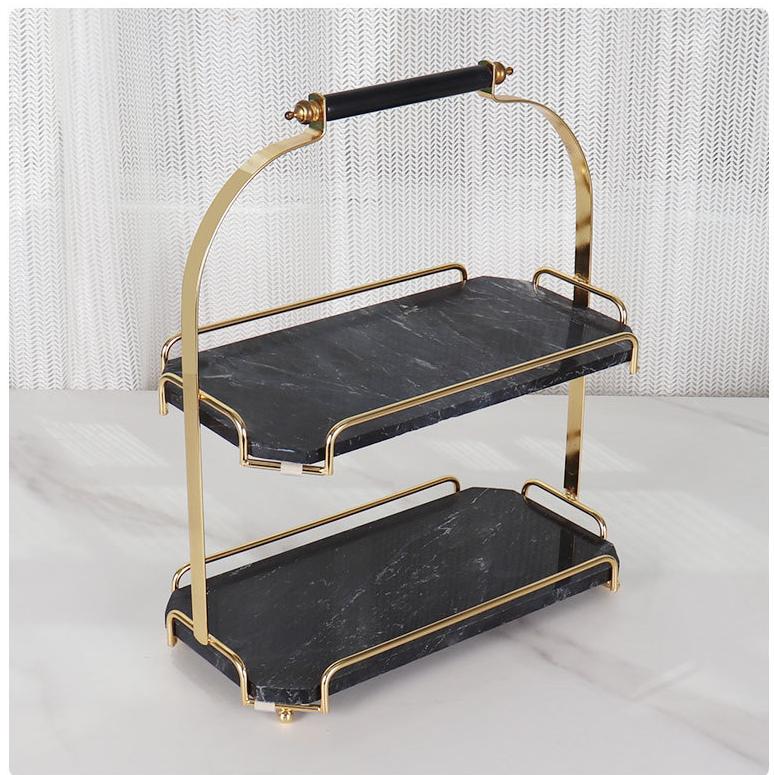 Marquis Rectangular Marble Double Tray