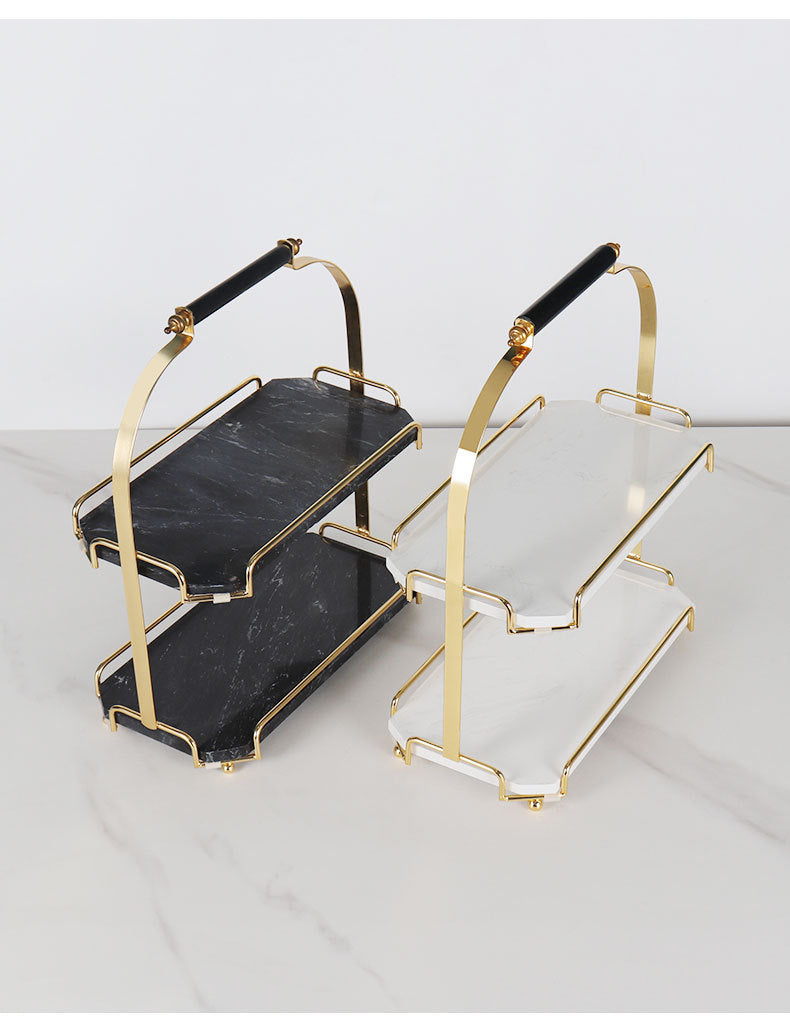 Marquis Rectangular Marble Double Tray