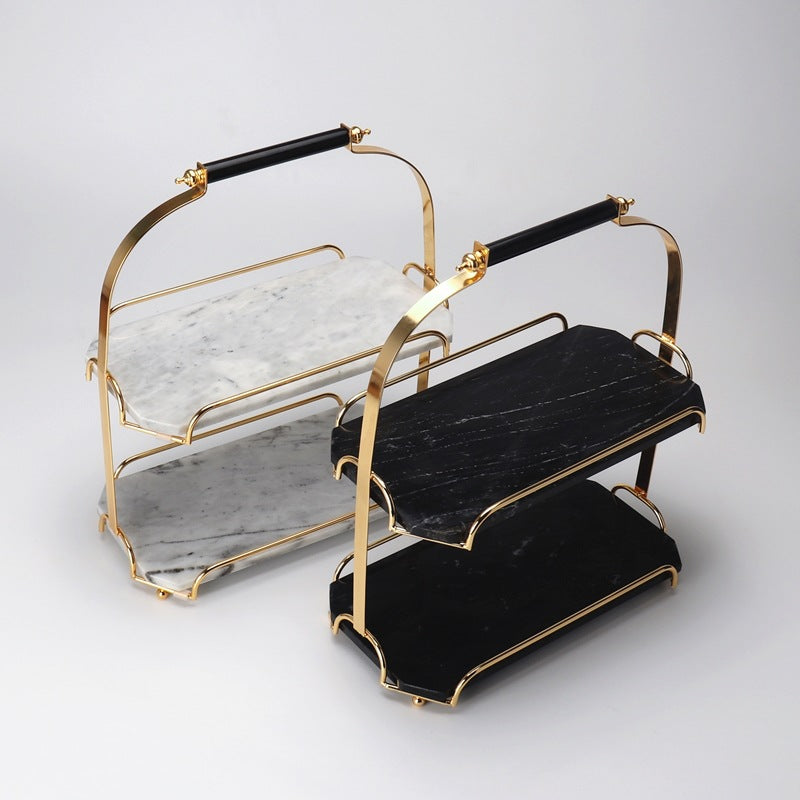 Marquis Rectangular Marble Double Tray