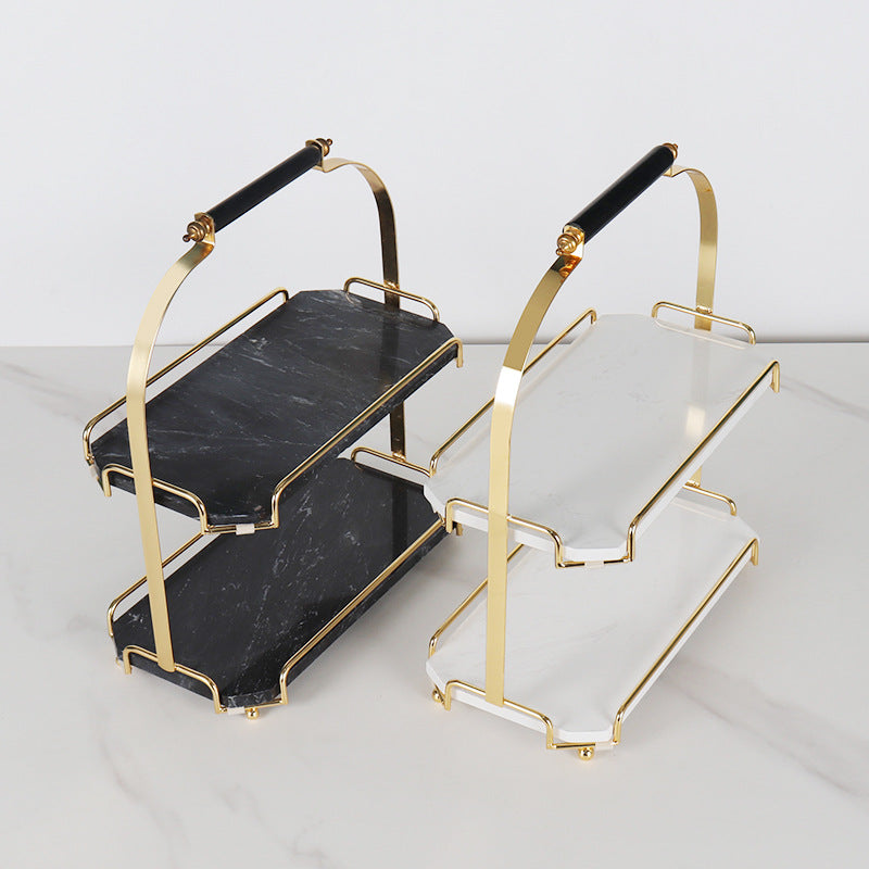 Marquis Rectangular Marble Double Tray