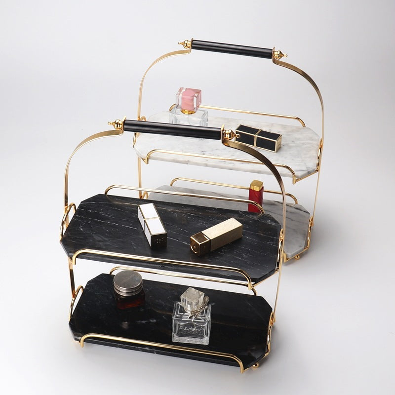 Marquis Rectangular Marble Double Tray