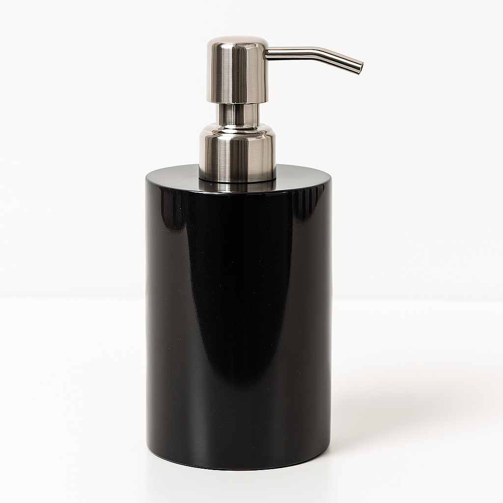 Round Marble Soap Dispenser – Solid Stone with Gold Metal Pump (1kg)