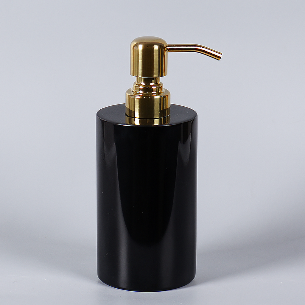 Round Marble Soap Dispenser – Solid Stone with Gold Metal Pump (1kg)
