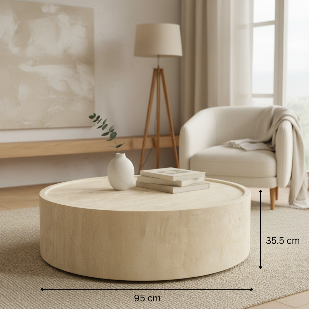 Ornella Solid Travertine Marble Coffee Table
