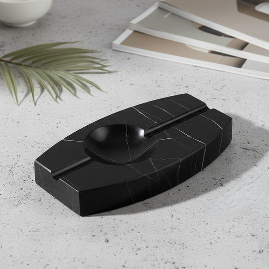 Luxus-Marmor-Aschenbecher – 1,3 kg massiver Stein mit handgeschnitzten Kanälen