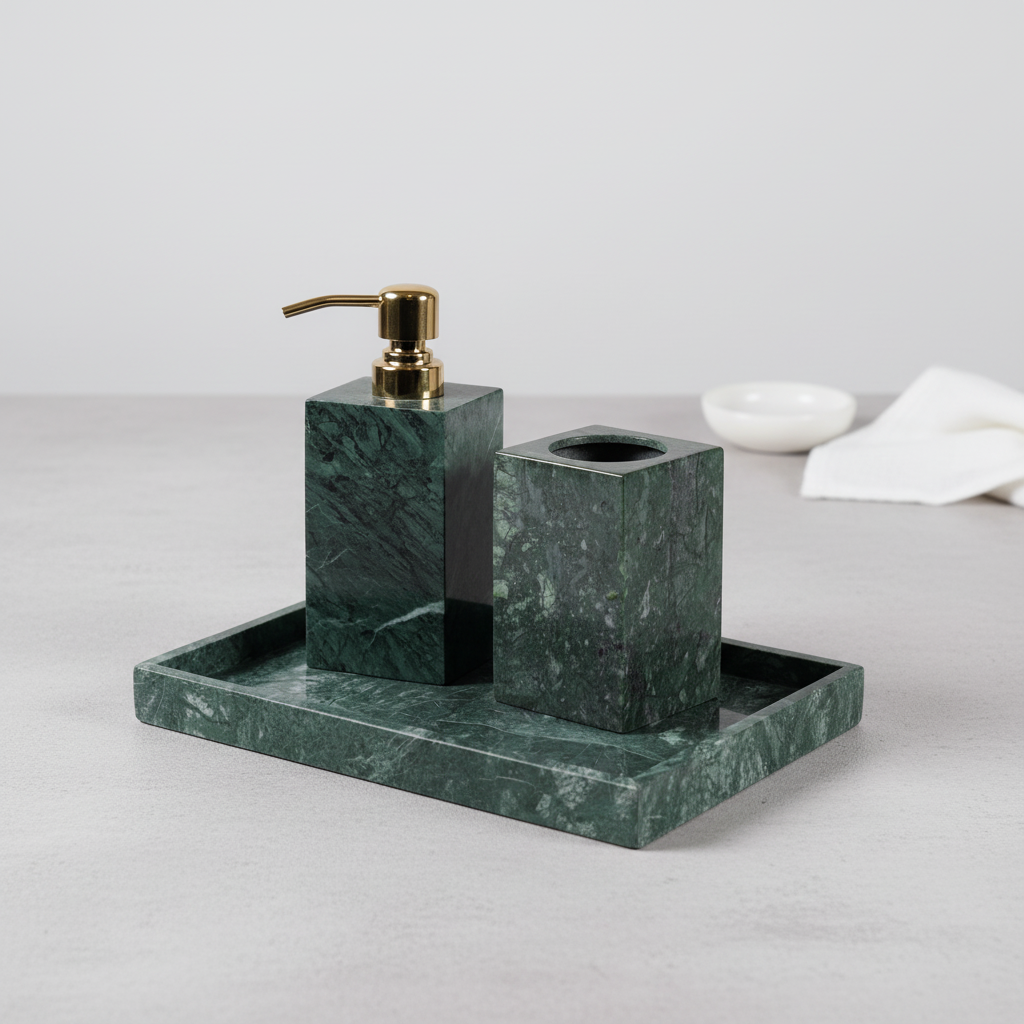 Monteleo Green Marble Bathroom Set