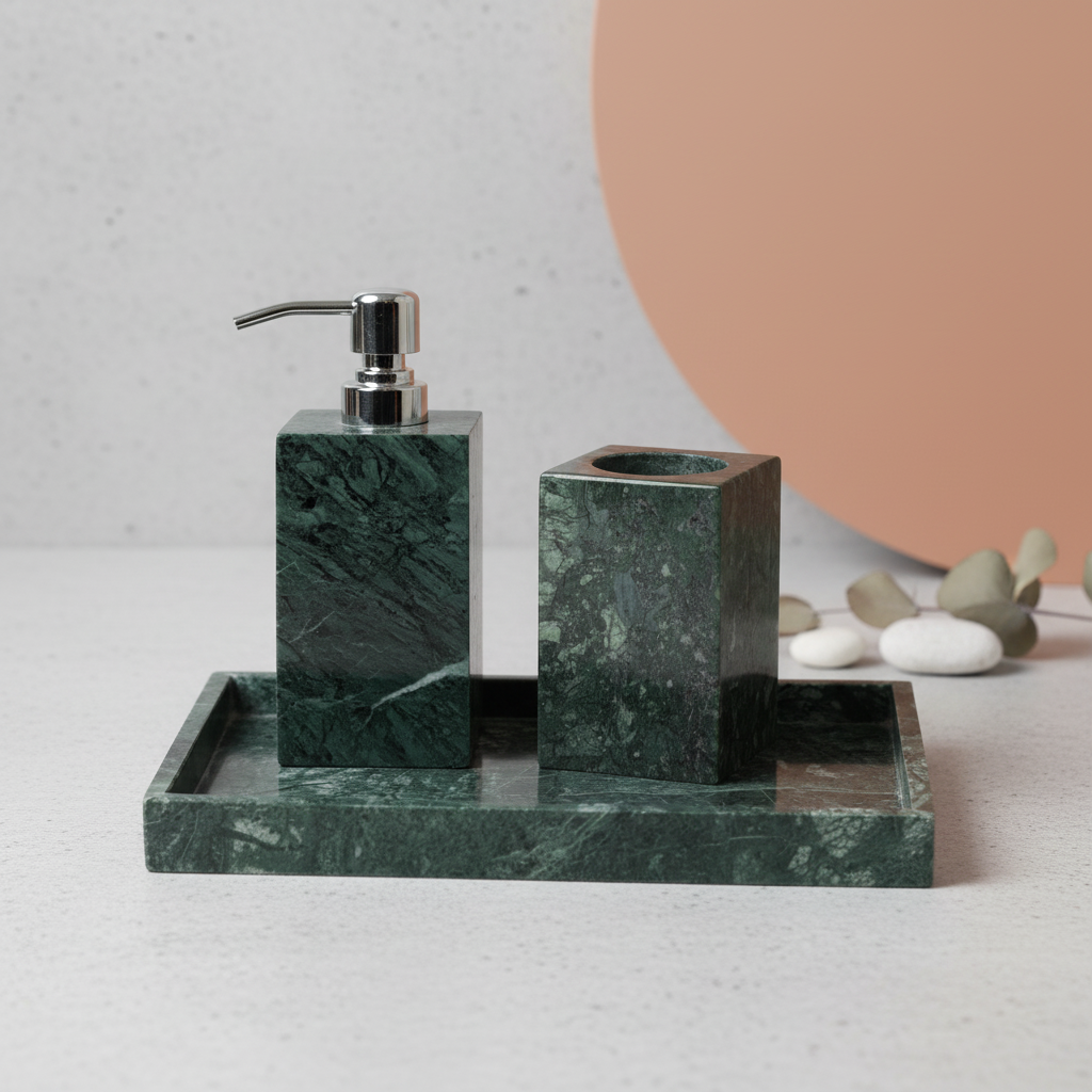 Monteleo Green Marble Bathroom Set