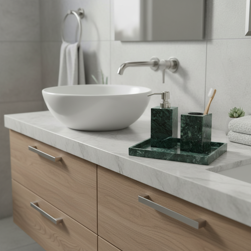 Monteleo Green Marble Bathroom Set