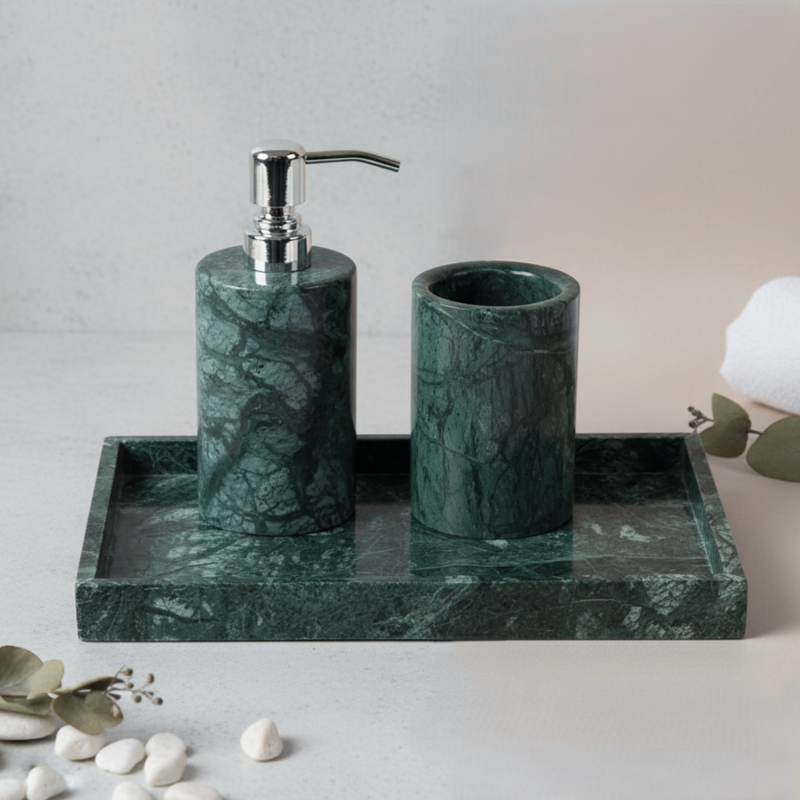 Caldera Green Marble Bathroom Set