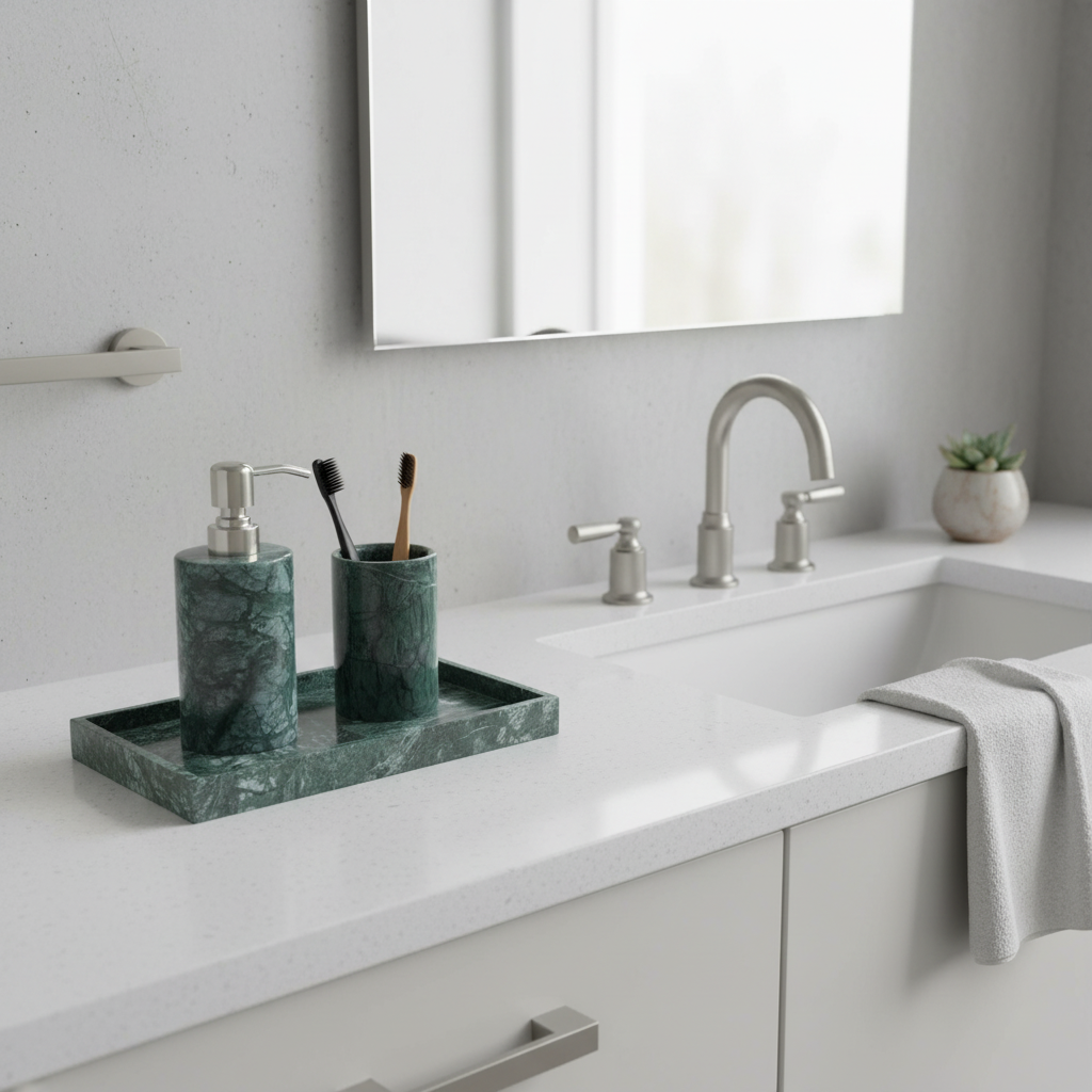 Caldera Green Marble Bathroom Set