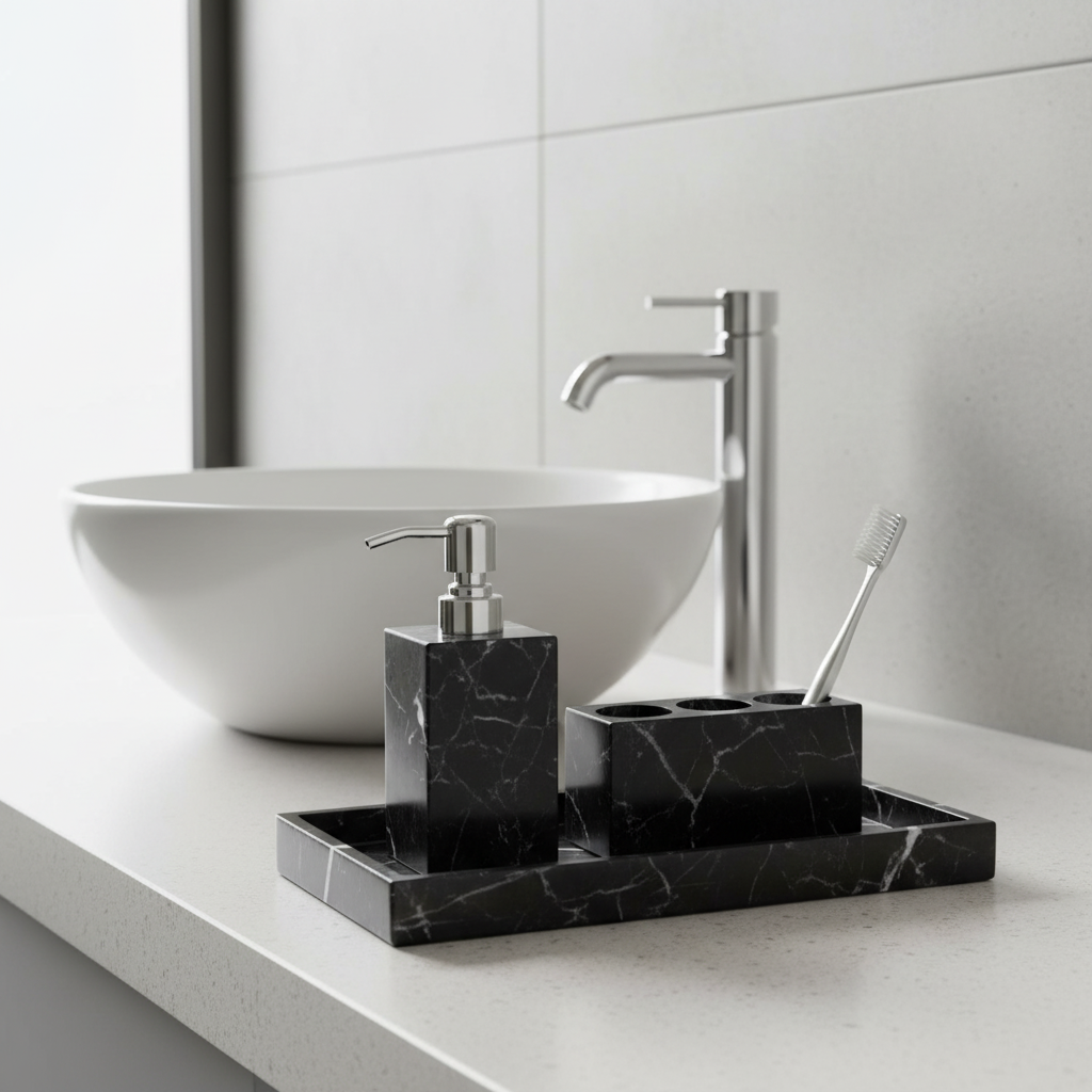 Valdoro Black Marble Bathroom Set