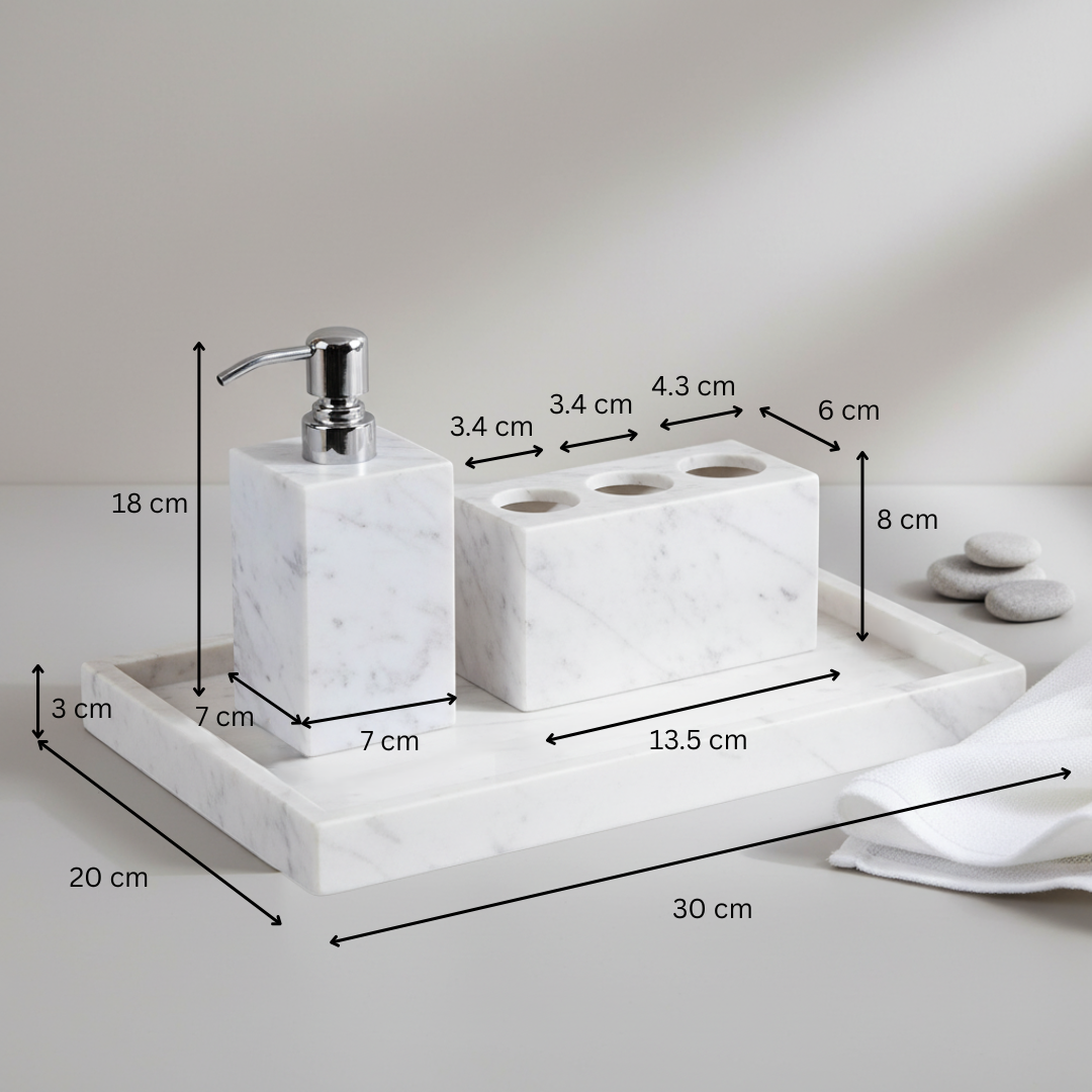 Sovana White Marble Bathroom Set