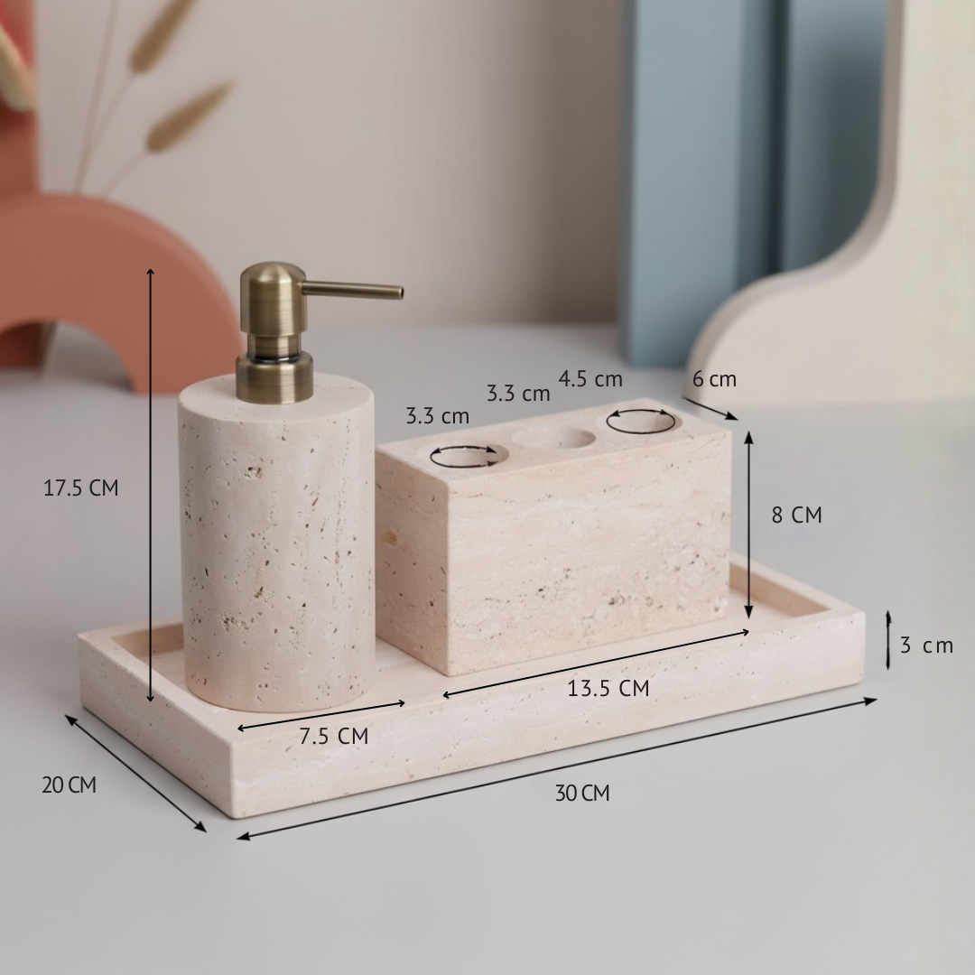 Venera Travertine Marble Bathroom Set