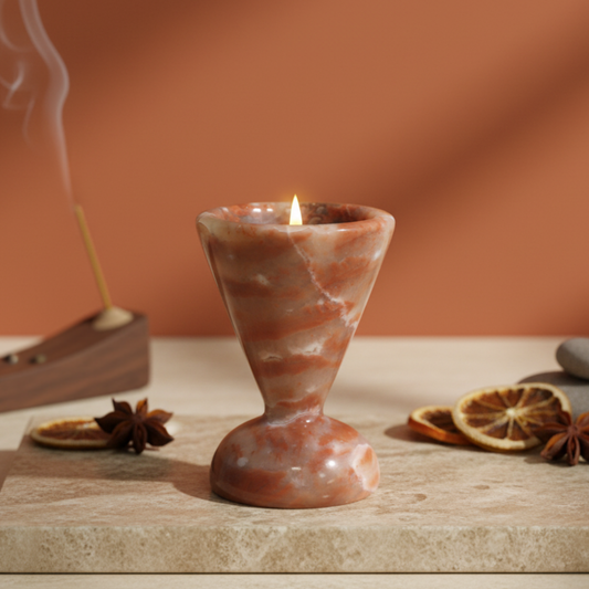 Carmine Red Onyx Candle Holder