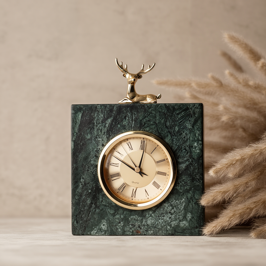 Heritage Green Marble Desk Clock