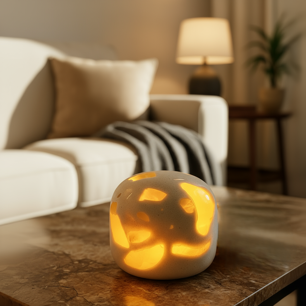 Lunis Marble Dome Lamp – Wireless Solid Stone Design Light