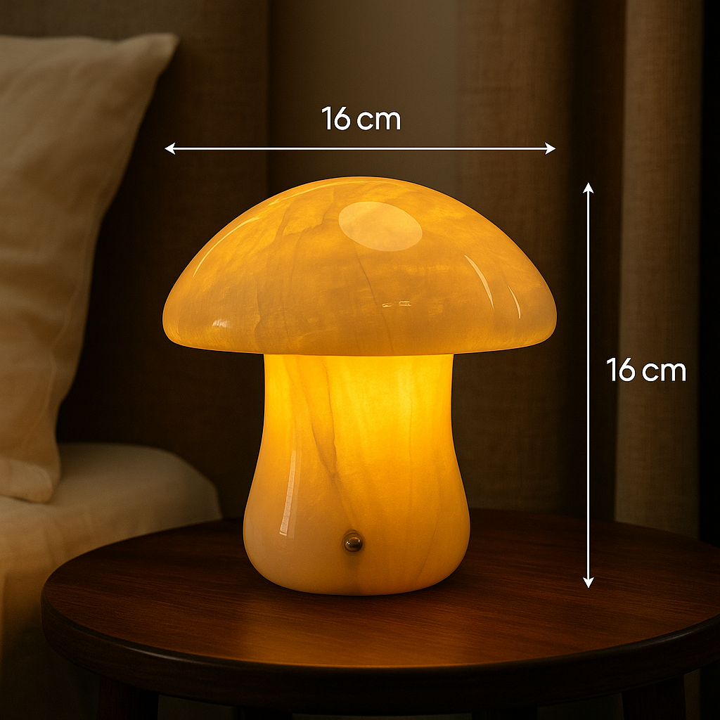 Eden Marble Mushroom Lamp – Solid Stone with Warm Glow