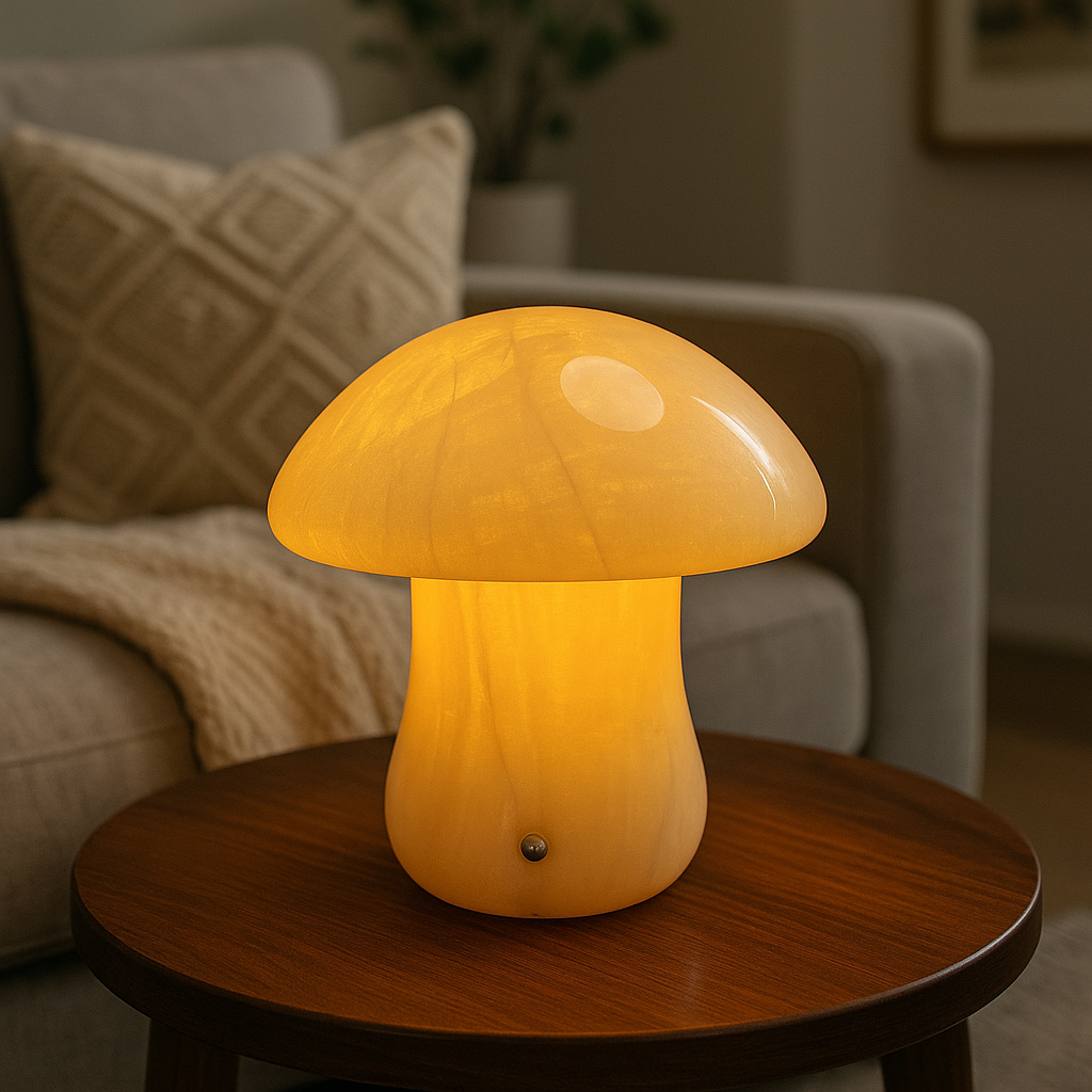 Eden Marble Mushroom Lamp – Solid Stone with Warm Glow