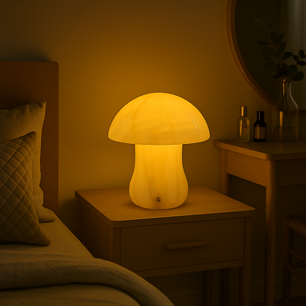 Eden Marble Mushroom Lamp – Solid Stone with Warm Glow