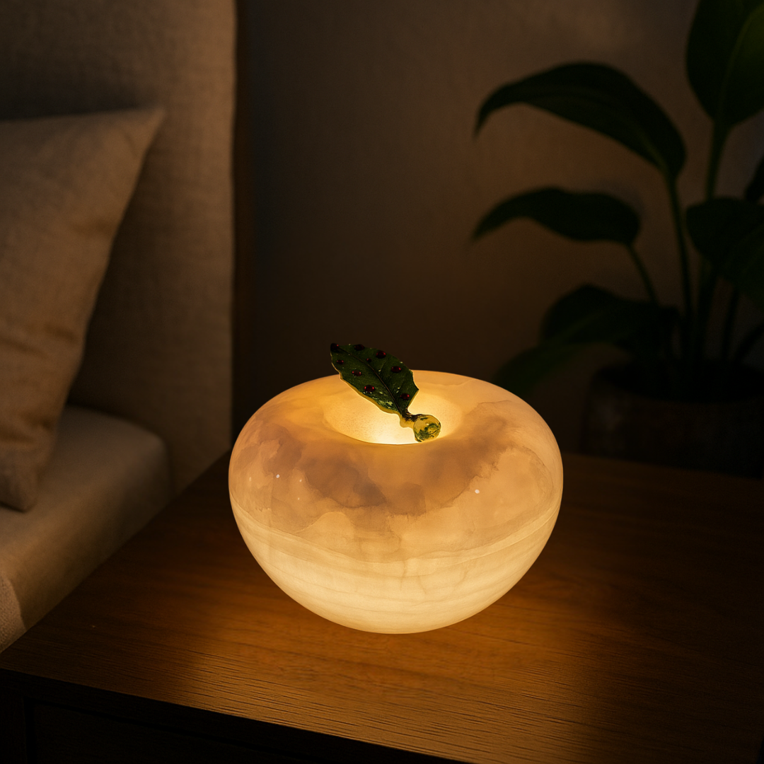 Pomora Marble Apple Lamp – Wireless Solid Stone Design Light