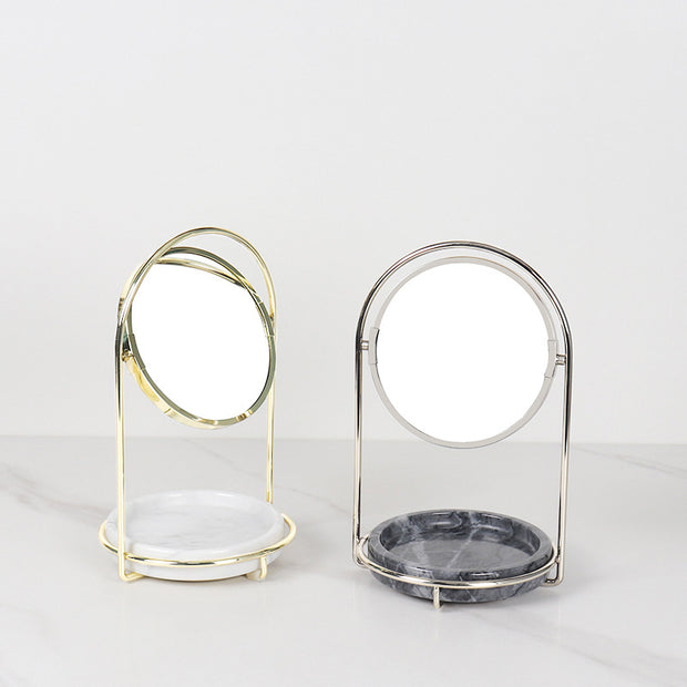 Elegant Marble Vanity Mirror with Tray – Dual-Tone Metal Finish