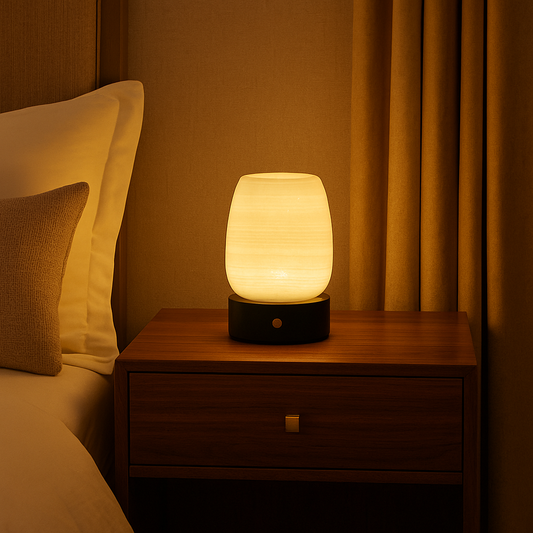 LustreGlow Marble Aromatherapy Lamp – Natural Stone Diffuser with Wooden Base