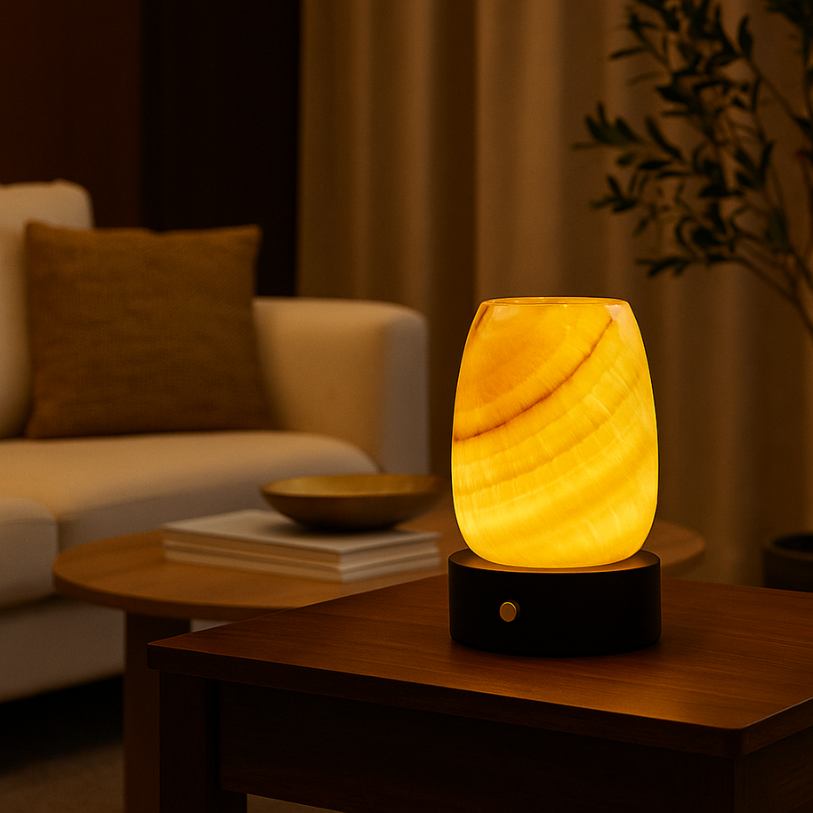 LustreGlow Marble Aromatherapy Lamp – Wireless Solid Stone Wellness Light