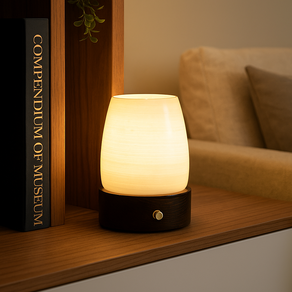 LustreGlow Marble Aromatherapy Lamp – Wireless Solid Stone Wellness Light