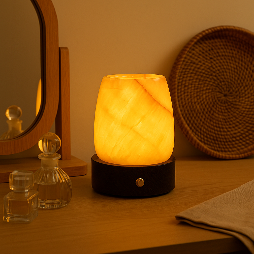 LustreGlow Marble Aromatherapy Lamp – Wireless Solid Stone Wellness Light