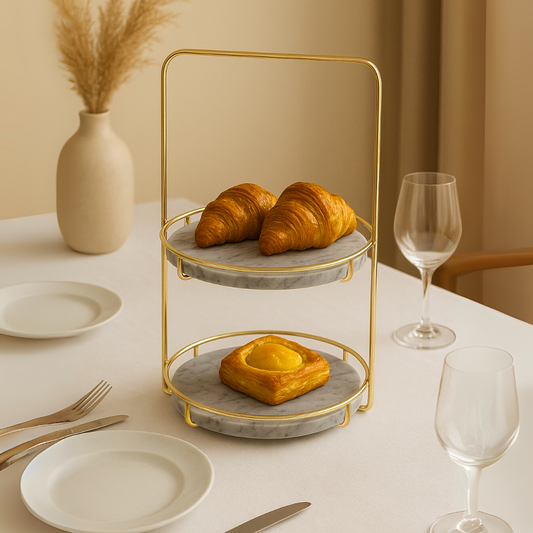 Maravilla runde Marmor-Doppelablage mit Griff