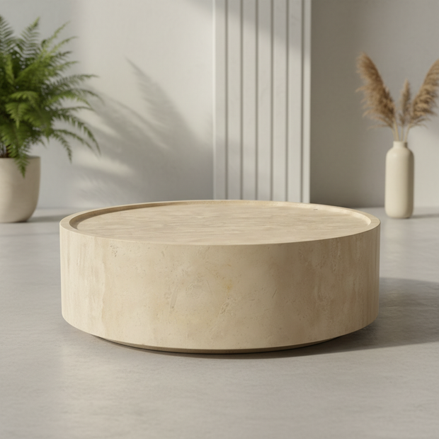 Ornella Solid Travertine Marble Coffee Table