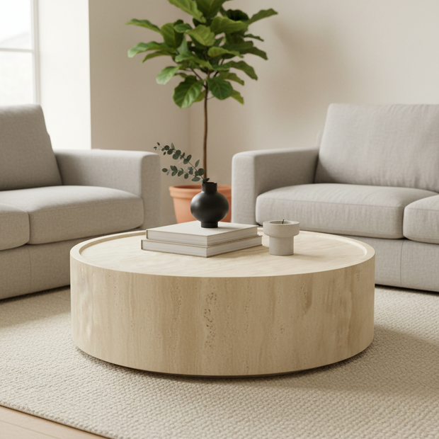 Ornella Solid Travertine Marble Coffee Table