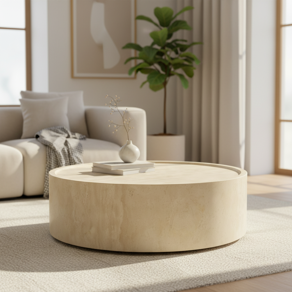 Ornella Solid Travertine Marble Coffee Table