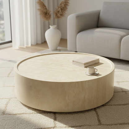 Ornella Solid Travertine Marble Coffee Table