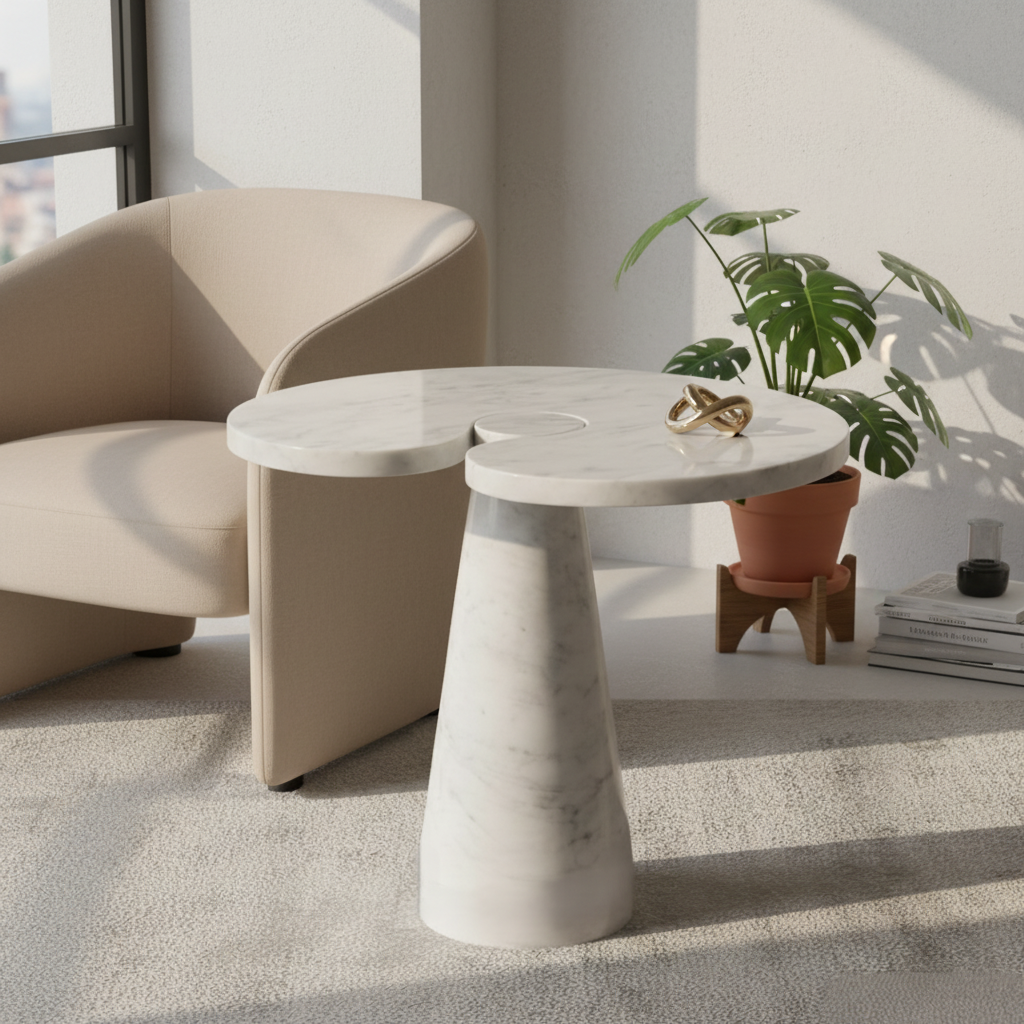 Vionne Statuario Marble Side Table