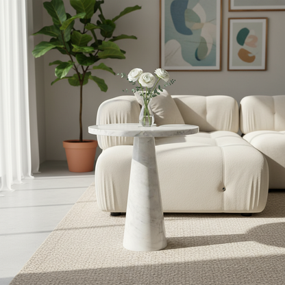 Vionne Statuario Marble Side Table