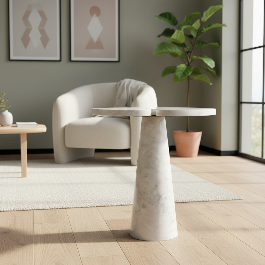 Vionne Statuario Marble Side Table