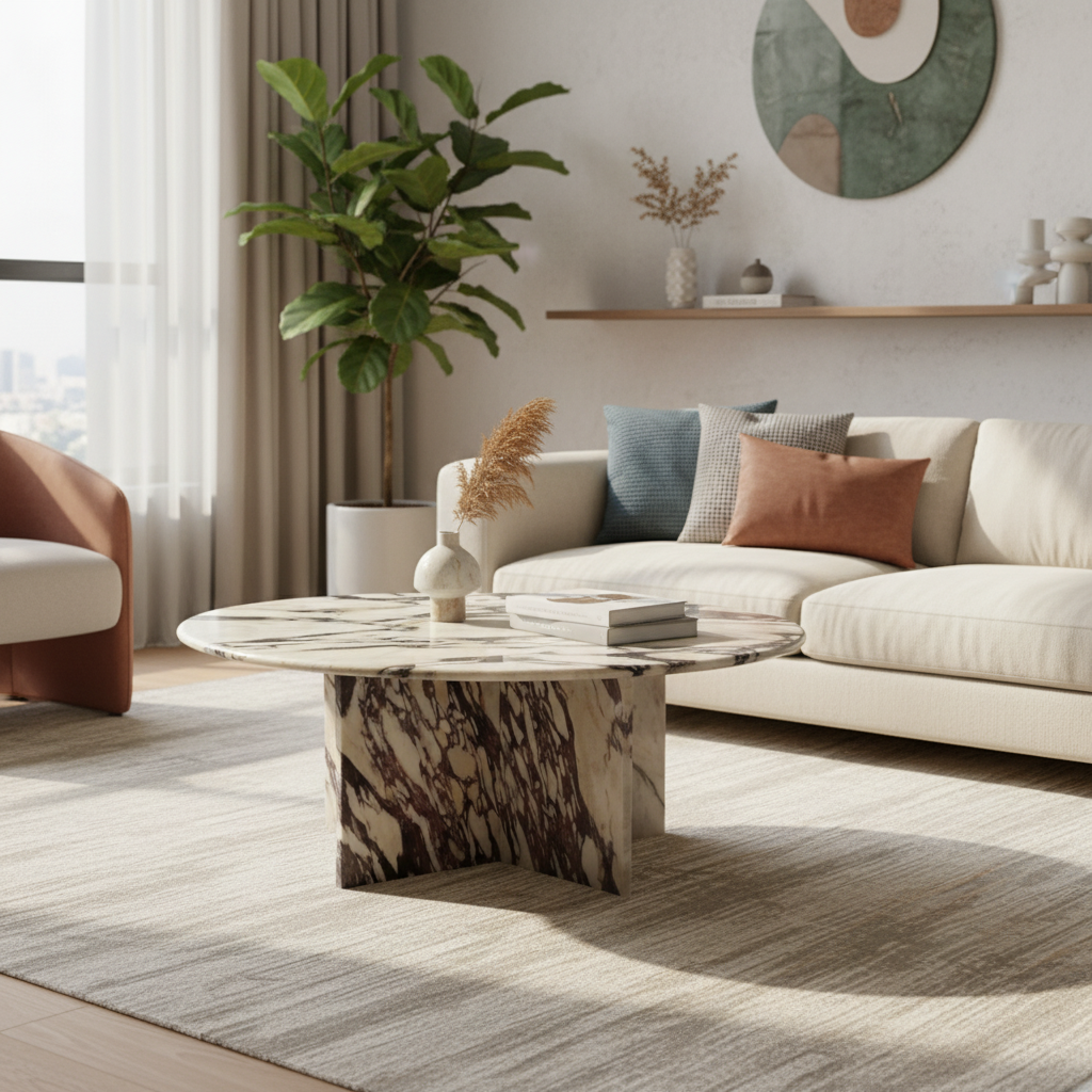 Valdis Calacatta Viola Marble Coffee Table