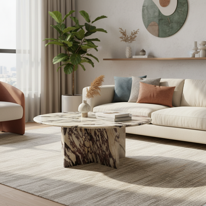 Valdis Calacatta Viola Marble Coffee Table