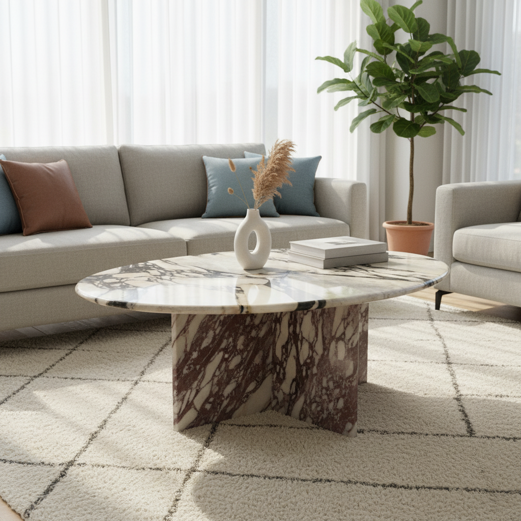 Valdis Calacatta Viola Marble Coffee Table