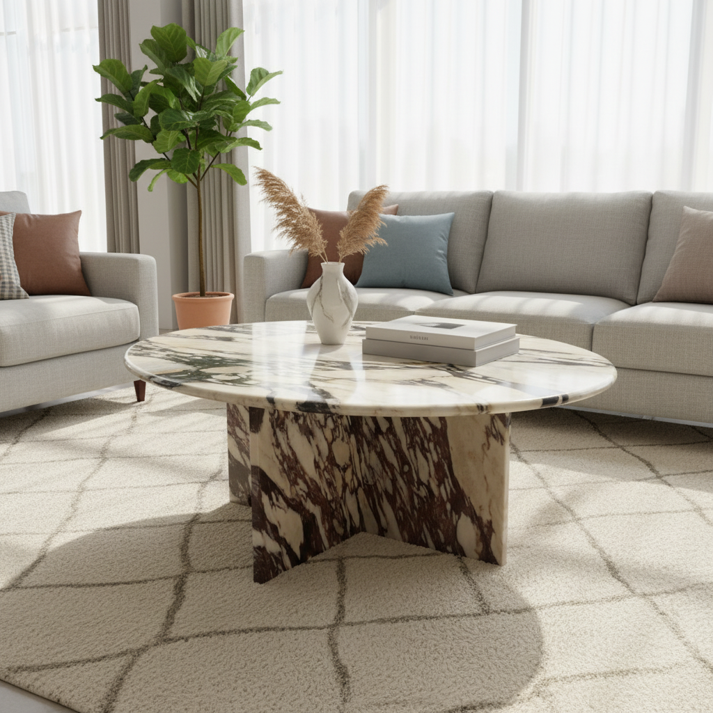 Valdis Calacatta Viola Marble Coffee Table