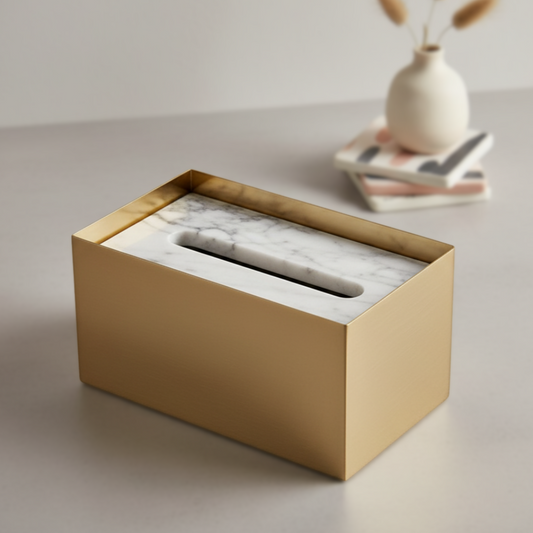 Cavere Marble & Metal Tissue Box