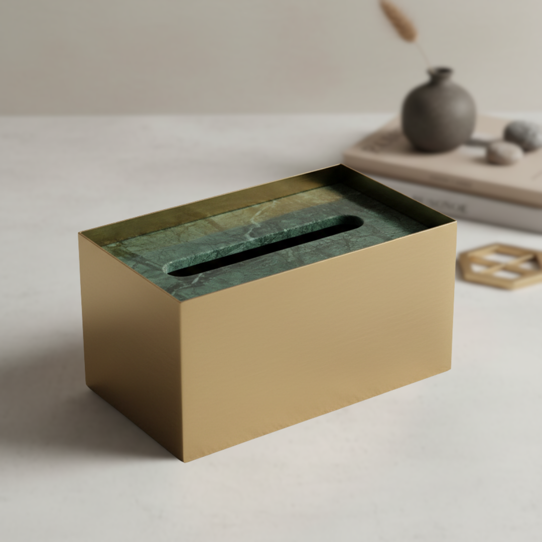 Cavere Marble & Metal Tissue Box