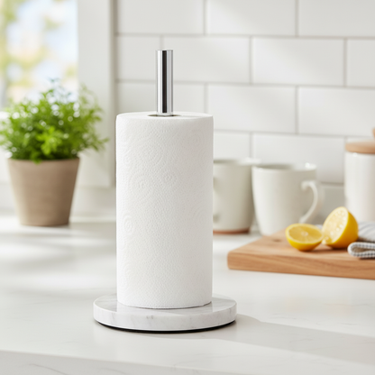 Marmeren keukenpapier houder – strak ontwerp voor op het aanrecht