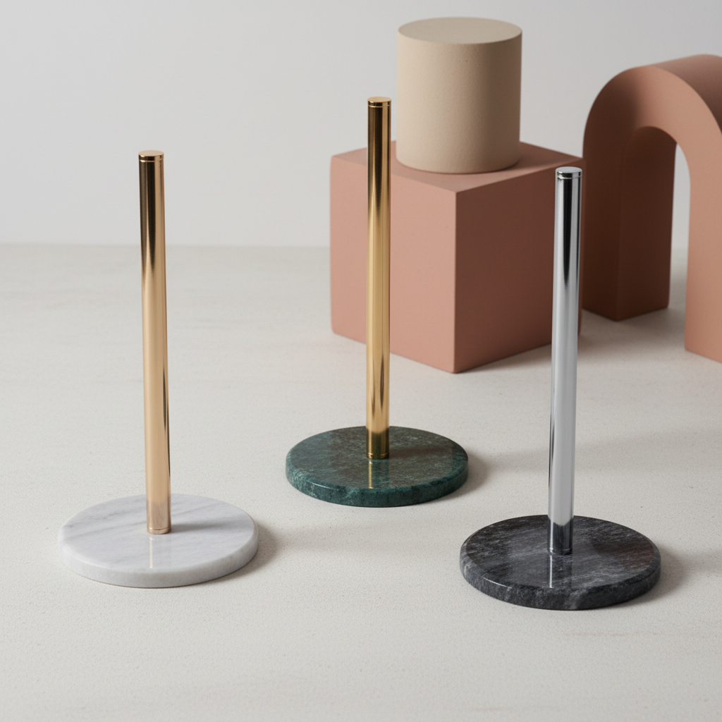 Marmeren keukenpapier houder – strak ontwerp voor op het aanrecht