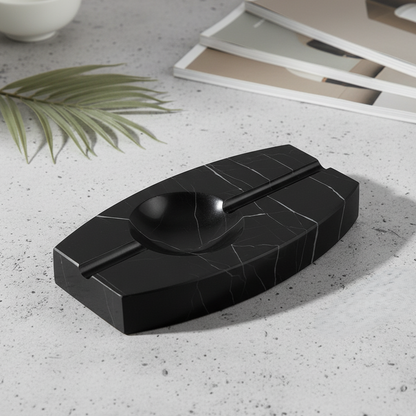 Luxus-Marmor-Aschenbecher – 1,3 kg massiver Stein mit handgeschnitzten Kanälen