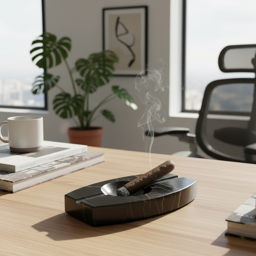 Luxus-Marmor-Aschenbecher – 1,3 kg massiver Stein mit handgeschnitzten Kanälen