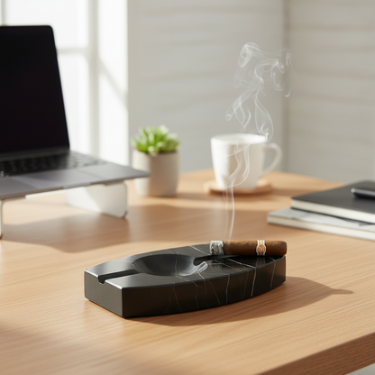 Luxus-Marmor-Aschenbecher – 1,3 kg massiver Stein mit handgeschnitzten Kanälen