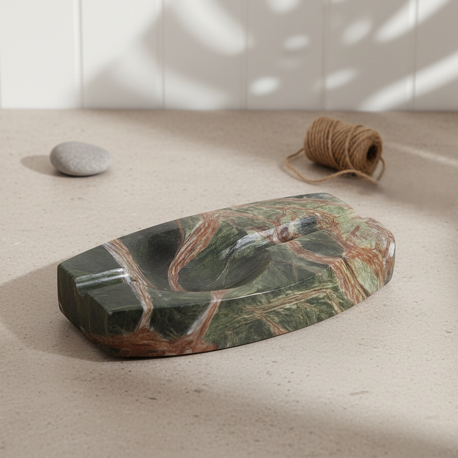 Luxus-Marmor-Aschenbecher – 1,3 kg massiver Stein mit handgeschnitzten Kanälen